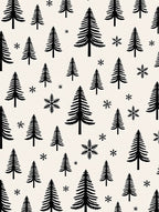Black Pine Forest Snowflake Medley Rug