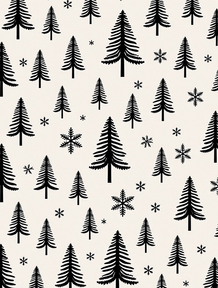 Black Pine Forest Snowflake Medley Rug