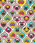 Retro Pug Face Colorful Mid Century Drops Rug