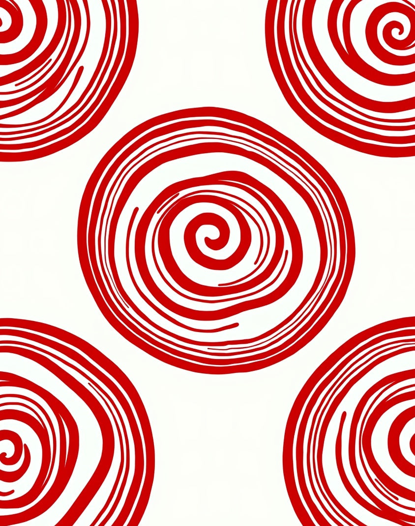 Red Swirled Circles Area Rug