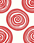 Red Swirled Circles Area Rug