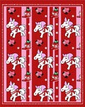Festive White Horses Pink Mane Red Stripes Rug