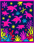 Bright Pink Sea Turtle Coral Scene Rug