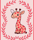 Cute Giraffe Framed In Red Leaves Rug