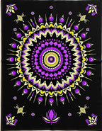 Vibrant Purple Yellow Medallion Mandala Rug