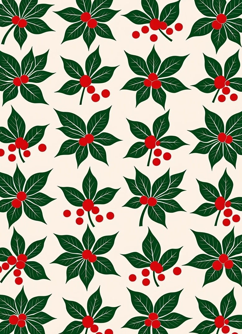 Classic Green Holly Berry Garland Rug