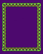 Electric Green Floral Scroll Border Rug
