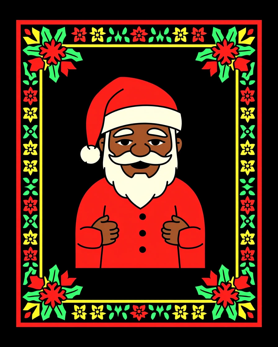 Joyful Santa Claus Festive Border Red Rug