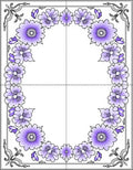 Purple Floral Border Frame Rug