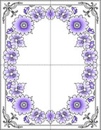 Purple Floral Border Frame Rug
