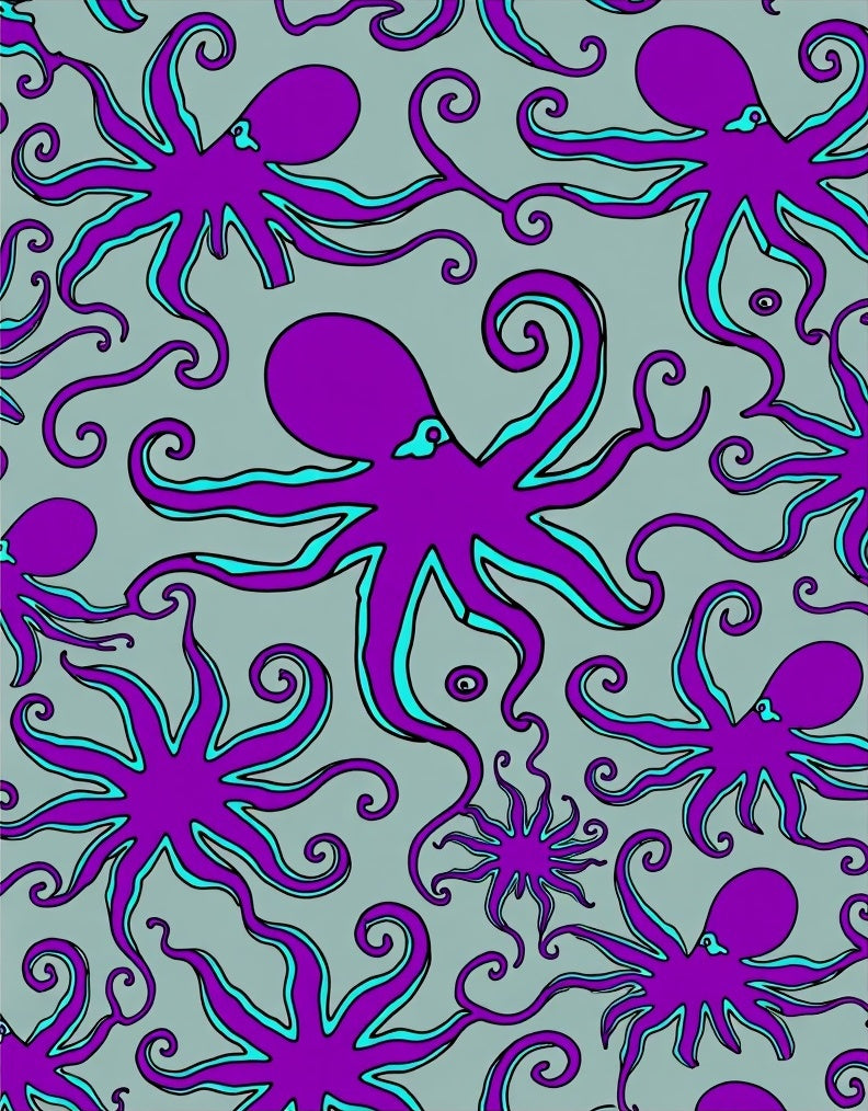 Whimsical Purple Octopus Swirls Rug