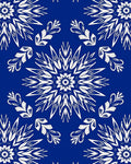 Royal Blue White Radial Floral Rug
