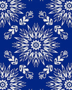 Royal Blue White Radial Floral Rug