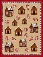 Brown Gingerbread Houses Candy Canes Rug
