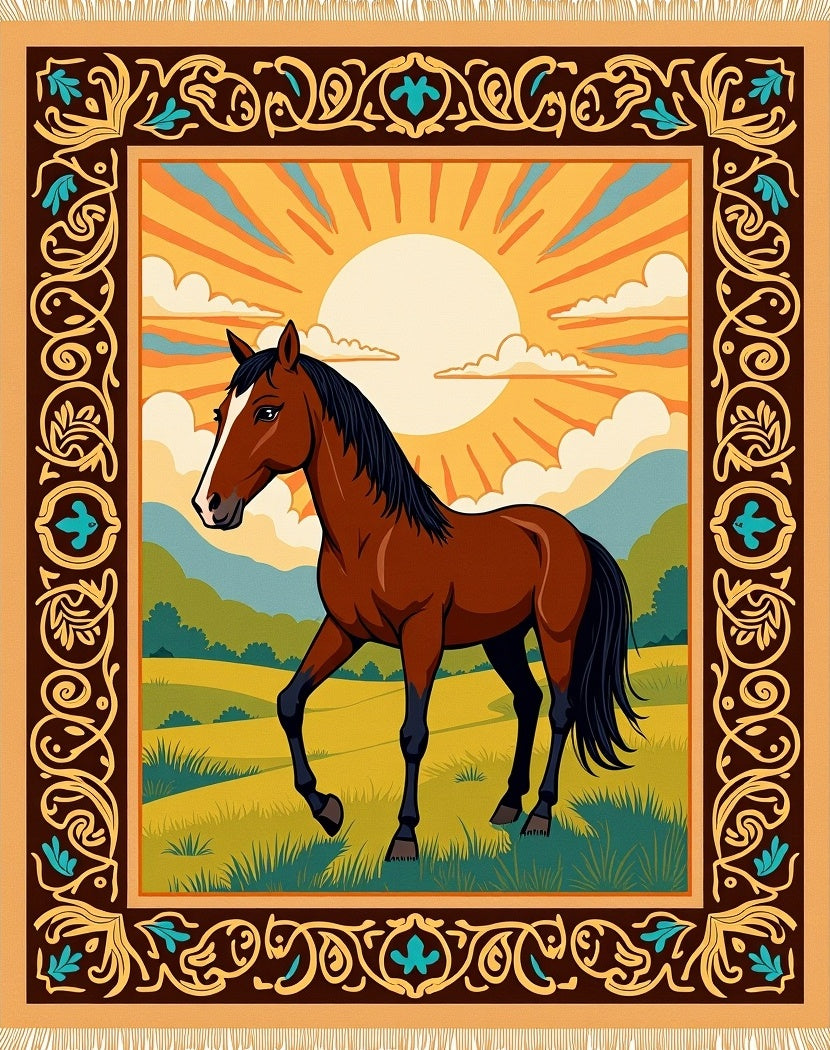 Bold Equine Sunset Landscape Rug
