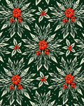 Red Berry Holly Leaf Garland Rug