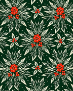 Red Berry Holly Leaf Garland Rug