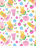 Whimsical Spring Easter Bunnies And Fruit Rug