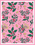 Pink Whimsical Holly Berry Foliage Rug