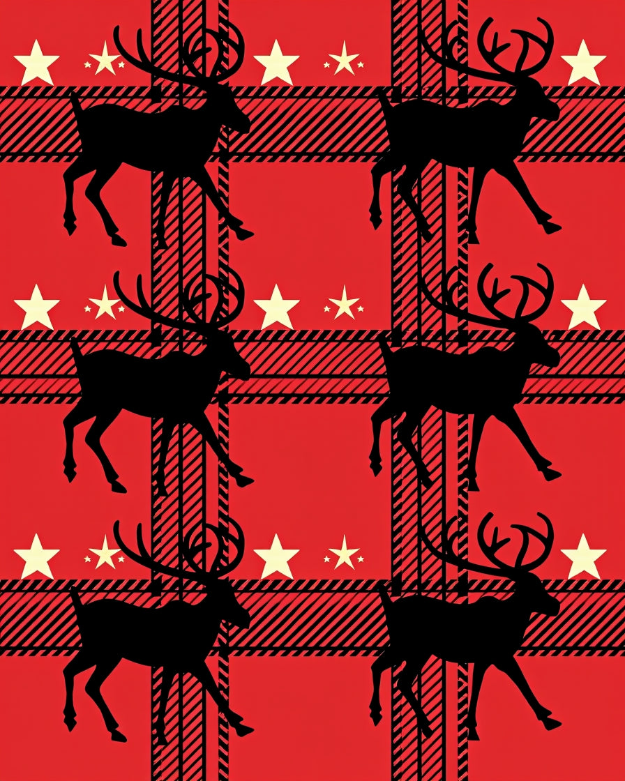Red Buffalo Plaid Reindeer Stars Rug
