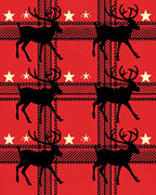 Red Buffalo Plaid Reindeer Stars Rug