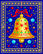 Golden Bell Festive Holiday Stars Rug