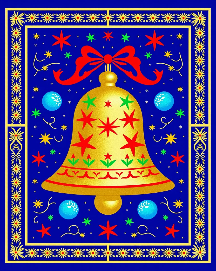 Golden Bell Festive Holiday Stars Rug