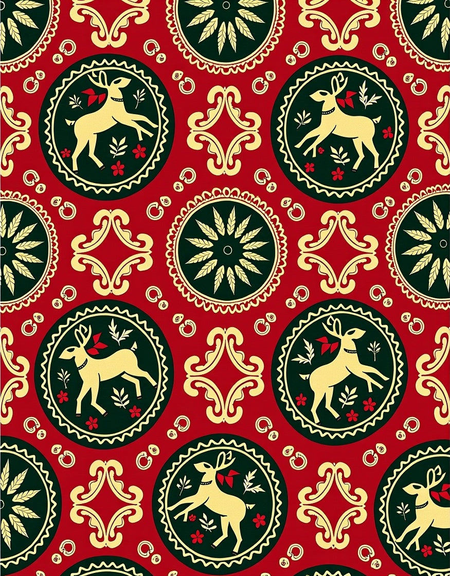 Crimson Deer Medallion Folklore Rug