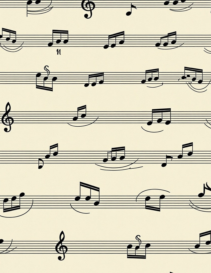 Black musical notes on cream background Rug