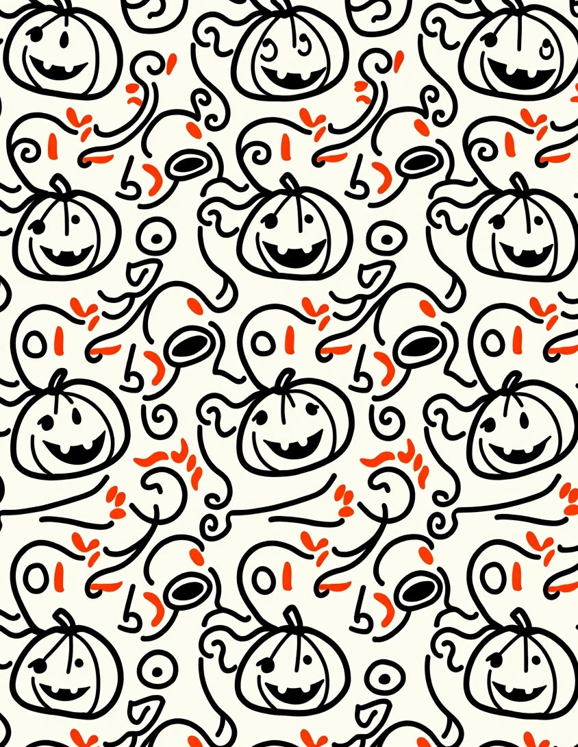 Whimsical Pumpkin Ghost Swirls Rug