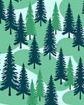 Deep Forest Evergreen Spruce Silhouette Rug