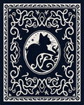 Mystical Black Cat Celestial Circle Rug