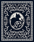 Mystical Black Cat Celestial Circle Rug