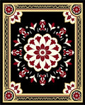 Deep Red Floral Medallion Frame Rug