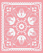 Blush Pink Floral Medallion Border Art Rug