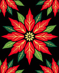 Bold Red Poinsettia Floral Symmetry Rug