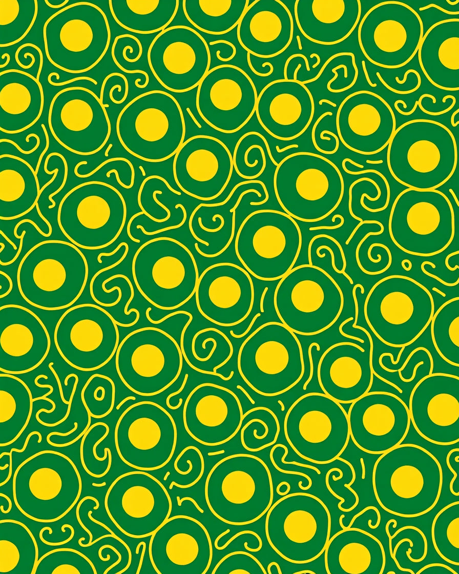 Green Yellow Organic Circles Swirl Rug
