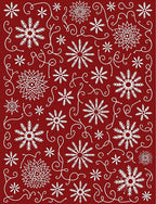 Festive Red Snowflake Swirl Rug