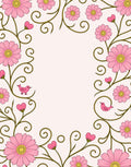 Pink Blossom Vine Bird Border Rug