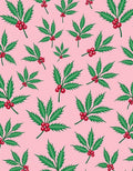 Pink Holly Berry Leaf Arrangement Rug