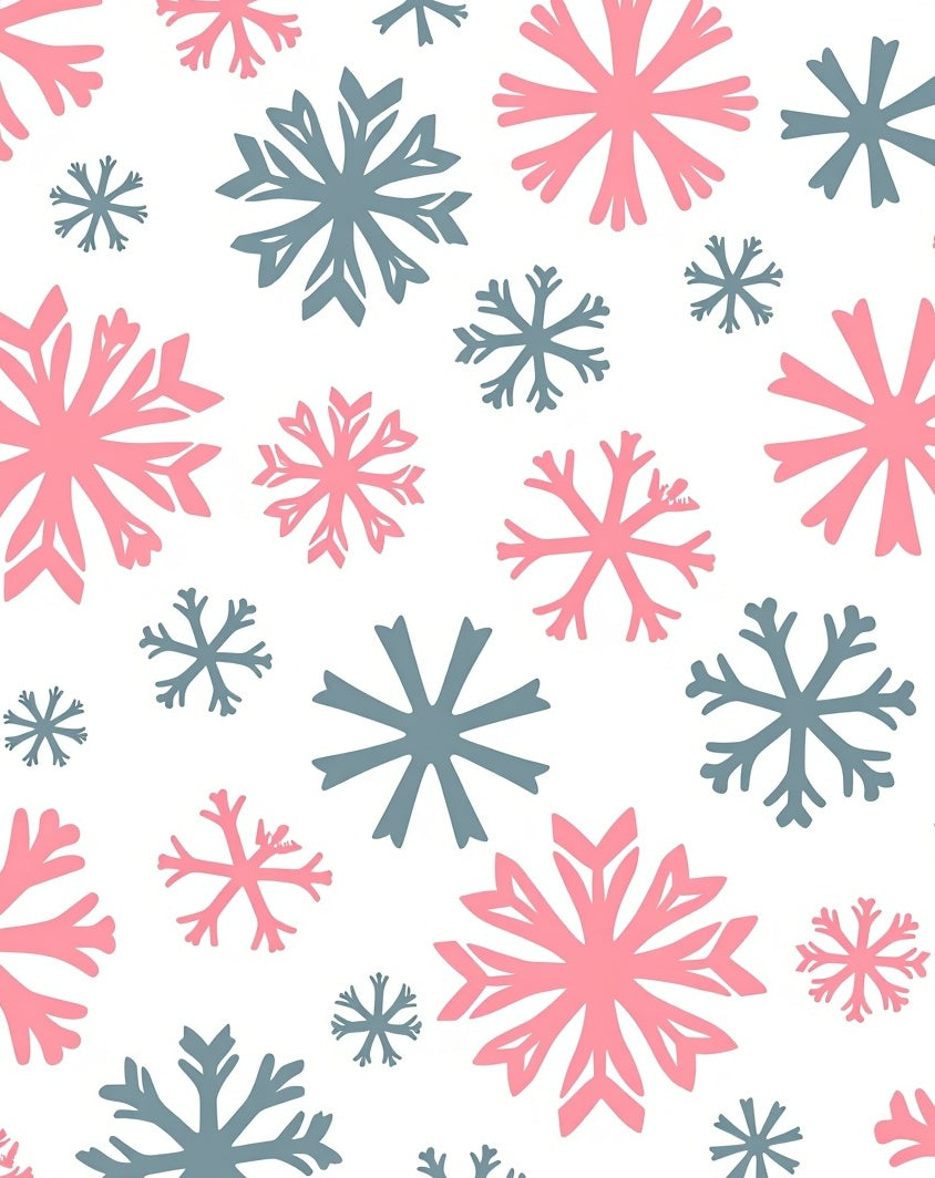 Pink Gray Snowflake Repeat Seamless Rug