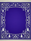 Royal Blue White Floral Holiday Border Rug