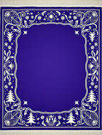 Royal Blue White Floral Holiday Border Rug