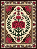 Crimson Rose and Vine Garden Panel Rug