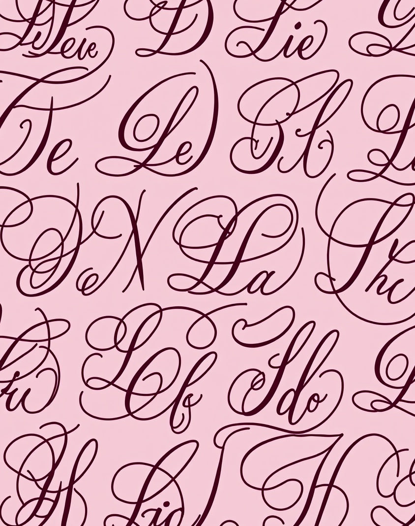 Elegant Script Monogram Pink Rug