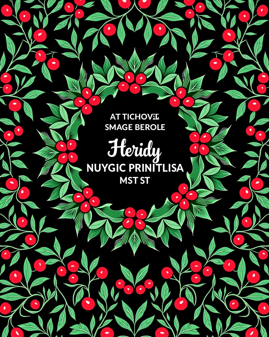 Festive Red Berry Garland Wreath Rug