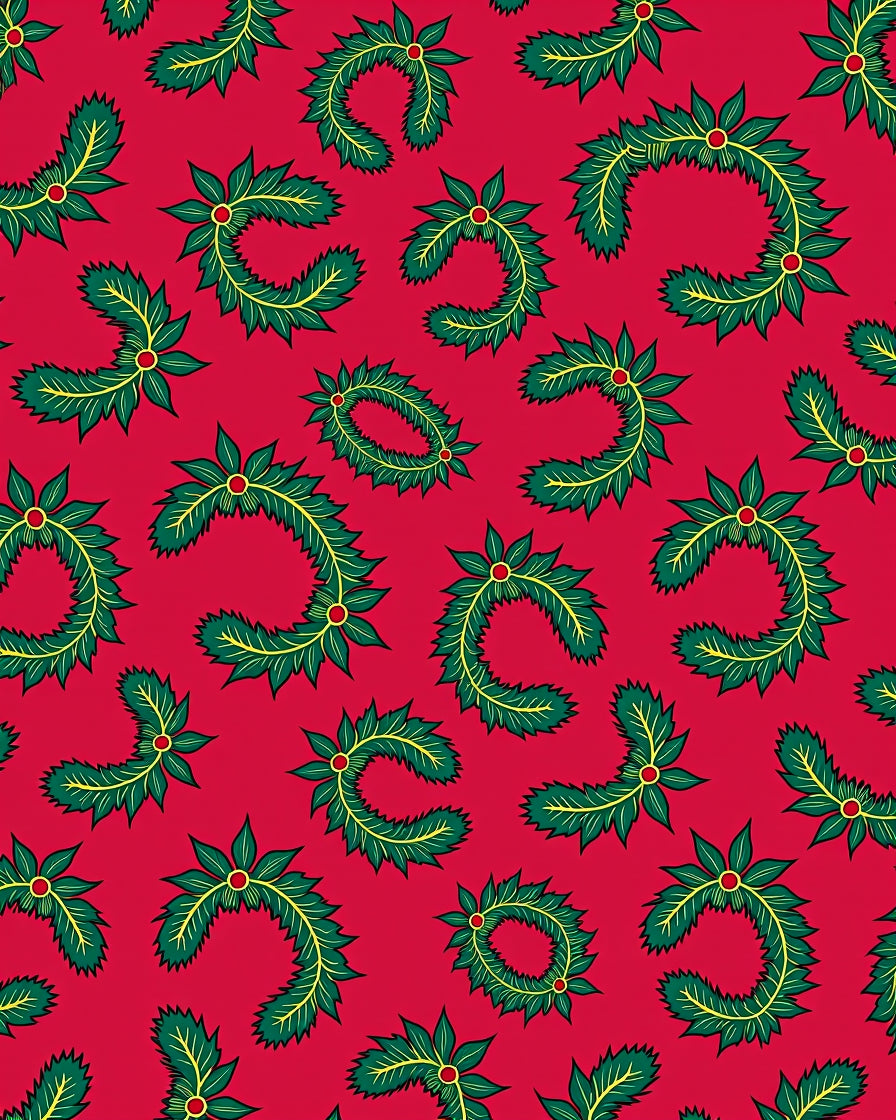 Festive Green Fir Wreath Accents Rug