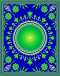 Vibrant Blue Green Floral Medallion Rug