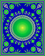 Vibrant Blue Green Floral Medallion Rug