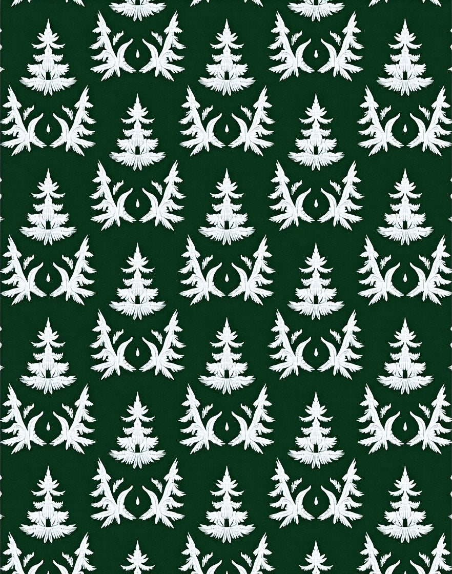 White Forest Symmetry Green Rug